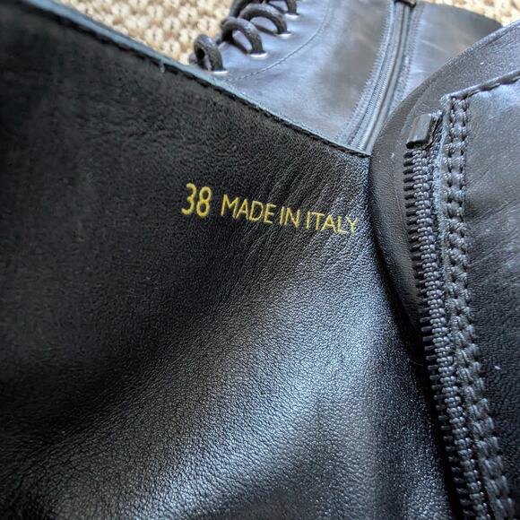 LA CANADIENNE Brendan Combat Boots Lug Sole Waterproof Black Leather 38 US 7.5 - Picture 10 of 13